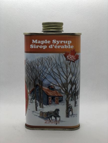Bouteille de sirop d'érable en métal