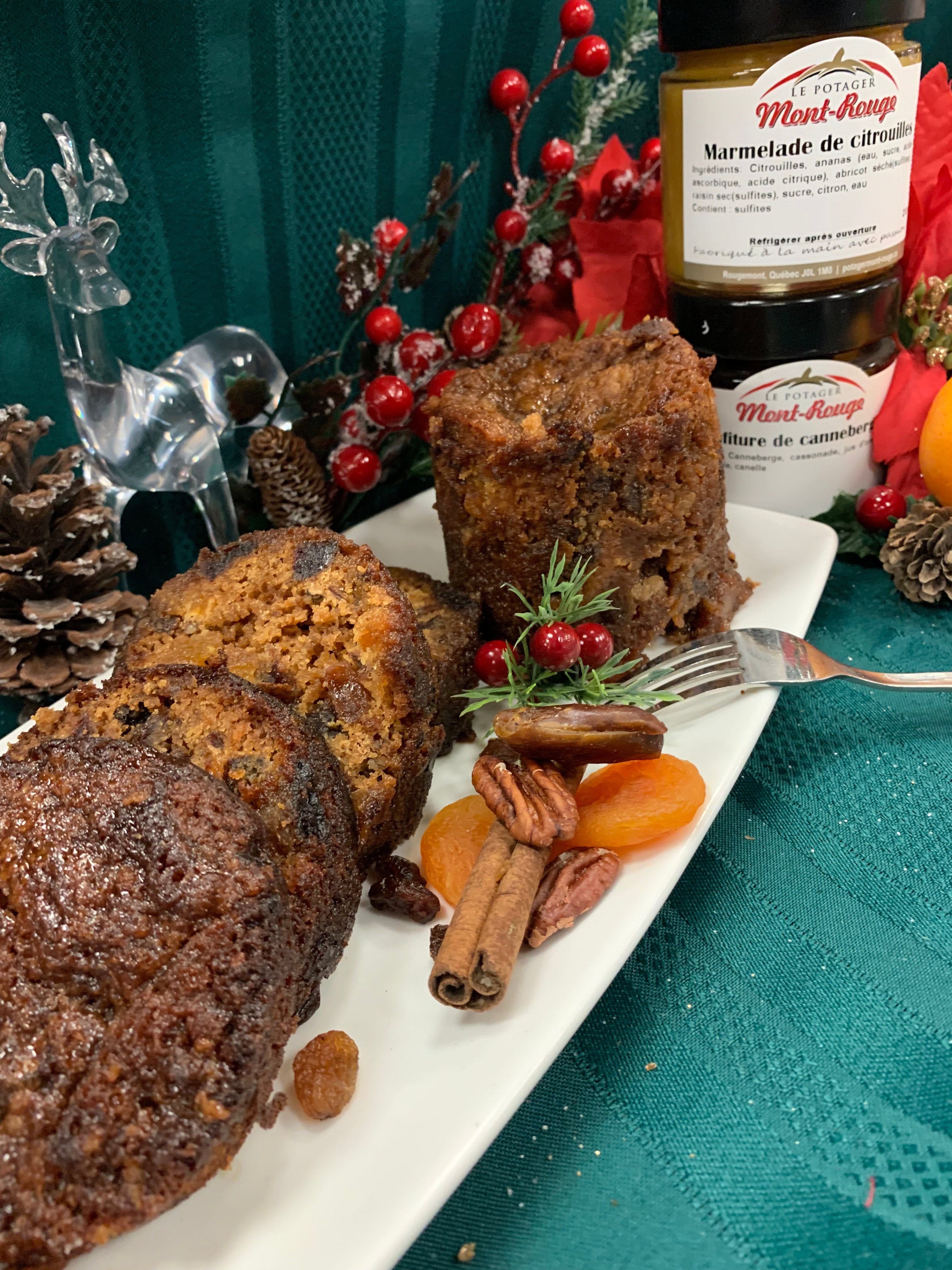 Gâteau aux fruits Mont-Rouge (citrouilles, canneberges, érable)